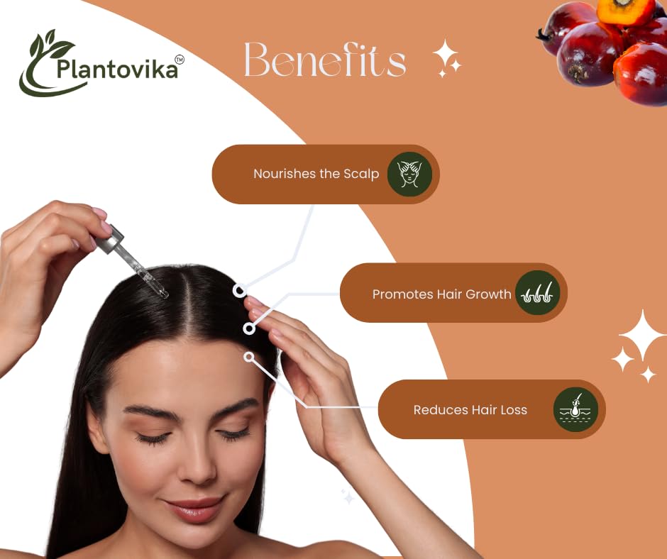 Plantovika Pure Honduran Batana Oil, Cold-Pressed Organic Hair Growth and Skin Care Treatment, Natural Unrefined Moisturizer for All Hair Types, Rich in Vitamin E and Antioxidants