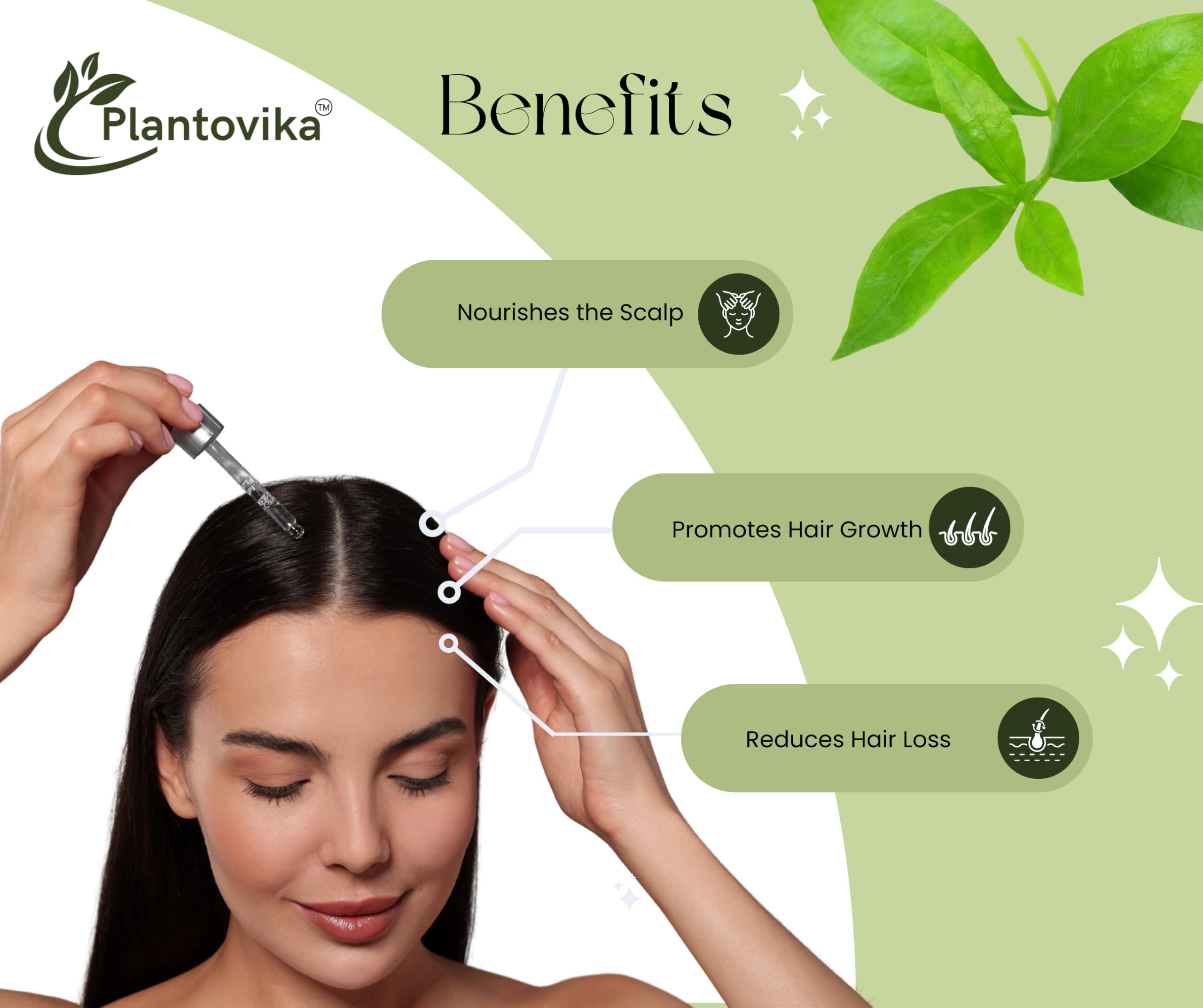 Plantovika Rosemary Oil for Hair Growth, Enriched with Jojoba, Castor, Argan, Peppermint & Lavender Oils, Scalp & Hair Strengthening Treatment