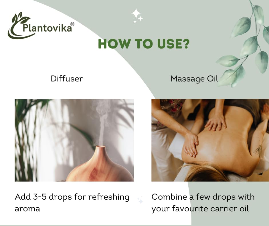 Plantovika Essential Oil | 100% Pure and Natural | Premium Grade Essential Oil for Aromatic Use, Skin, Diffuser, Massage, Candle and Soap Making, DIY Fragrance