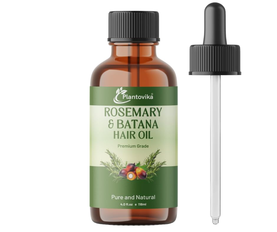 Plantovika Rosemary & Batana Hair Growth Oil 4oz – Scalp & Hair Strengthening Treatment – Supports Growth, Reduces Thinning, Hydrates Dry Scalp, and Repairs Split Ends – Natural Nourishing Formula