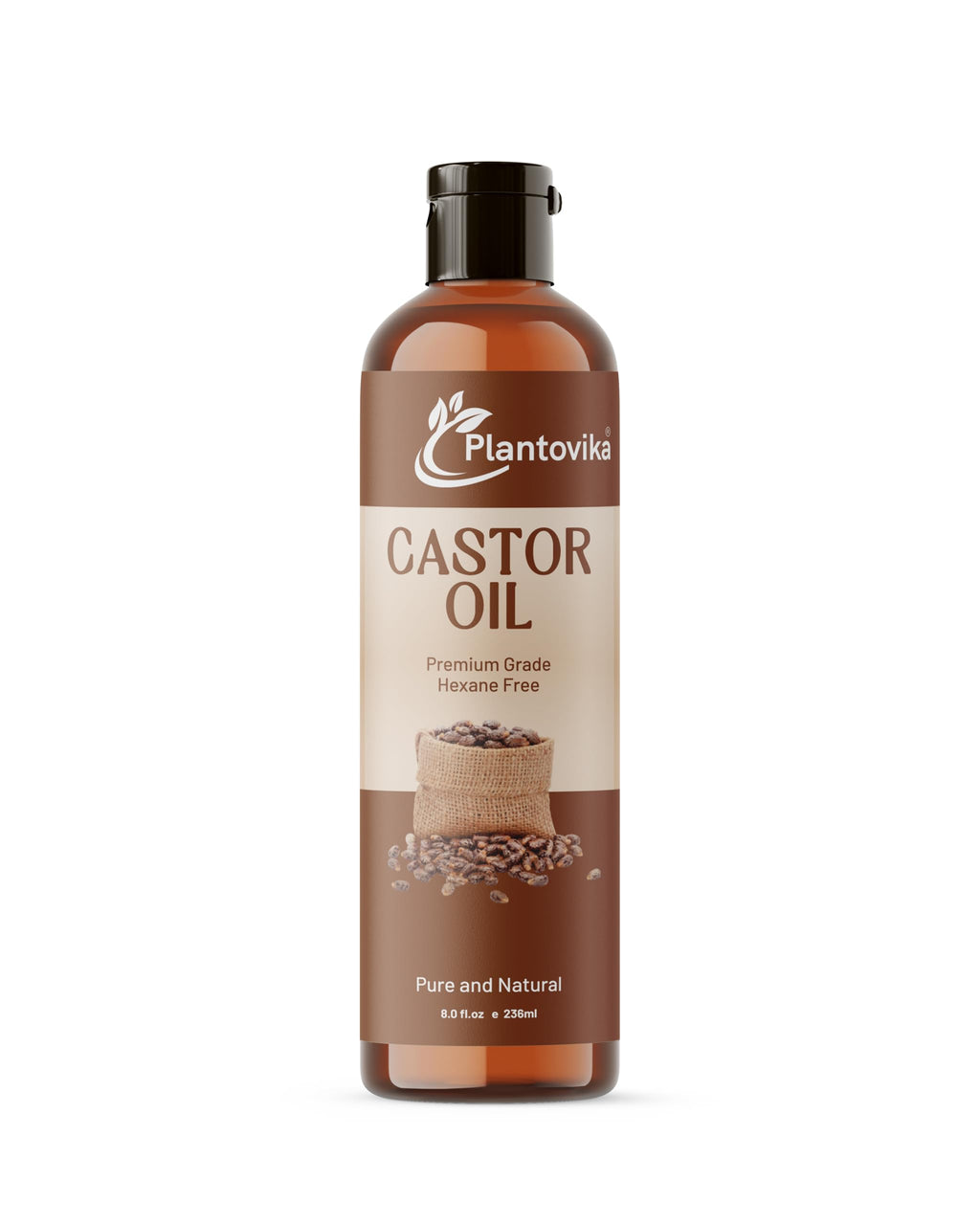 Plantovika Castor Oil for Hair, Lashes, Face, 100% Pure, Cold Pressed, Hexane Free Hair Oil. Eyelash Serum for Thicker-Looking Eyelashes & Eyebrows