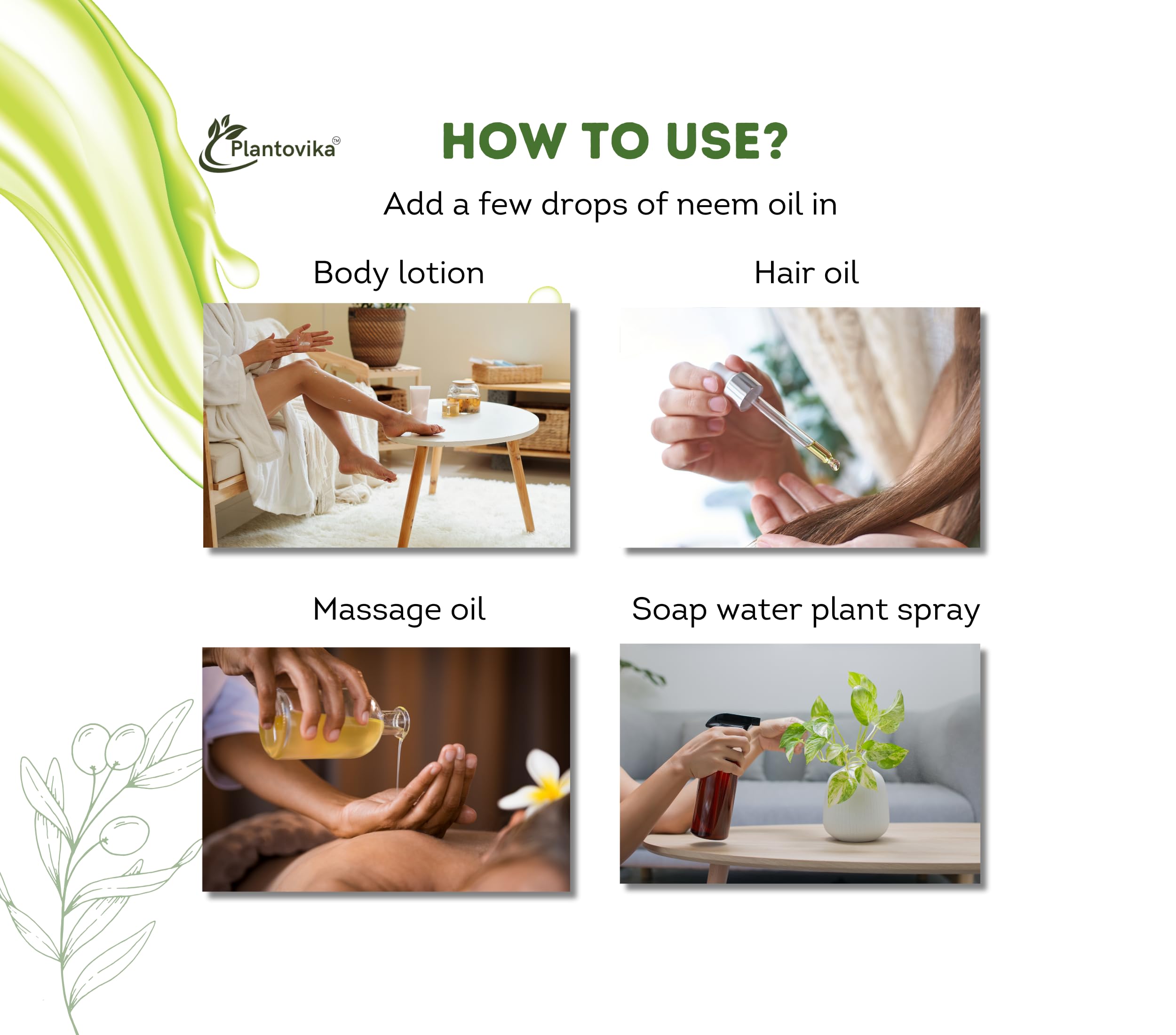 Plantovika Neem Oil - 100% Cold Pressed, All Natural Concentrate, Unrefined, Multipurpose, Seed Extract