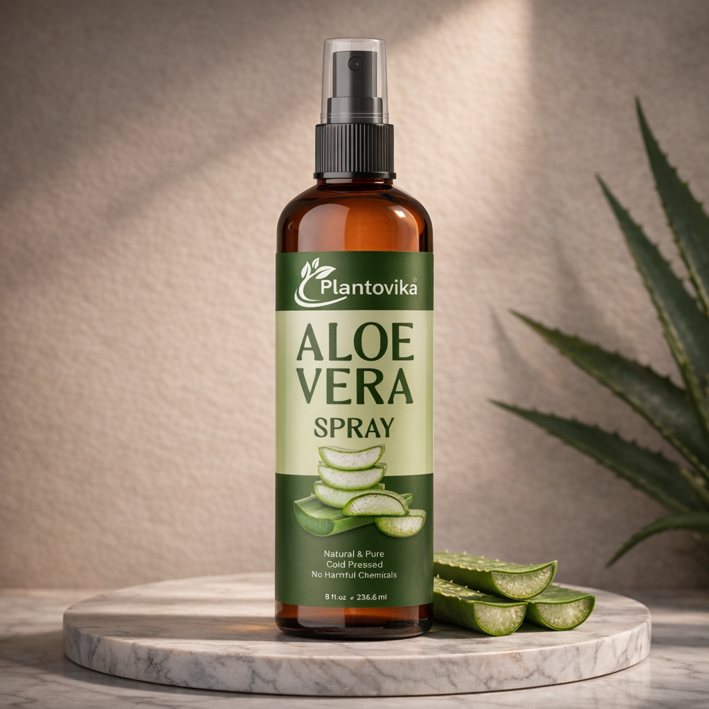 Plantovika Aloe Vera Facial & Body Mist, 8 Fl Oz, Hydrating Face Neck Skin Spray, Soothing Gel