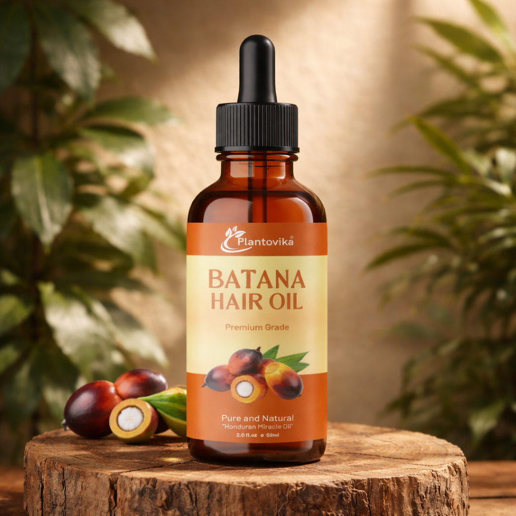 Plantovika Pure Honduran Batana Oil, Cold-Pressed Organic Hair Growth and Skin Care Treatment, Natural Unrefined Moisturizer for All Hair Types, Rich in Vitamin E and Antioxidants