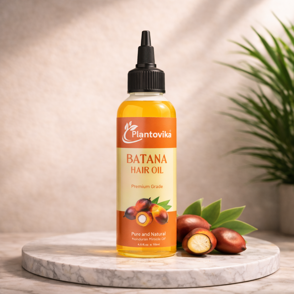 Plantovika Pure Honduran Batana Oil, Cold-Pressed Organic Hair Growth and Skin Care Treatment, Natural Unrefined Moisturizer for All Hair Types, Rich in Vitamin E and Antioxidants