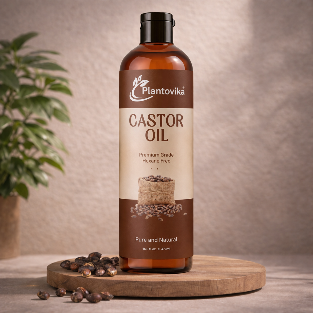Plantovika Castor Oil for Hair, Lashes, Face, 100% Pure, Cold Pressed, Hexane Free Hair Oil. Eyelash Serum for Thicker-Looking Eyelashes & Eyebrows