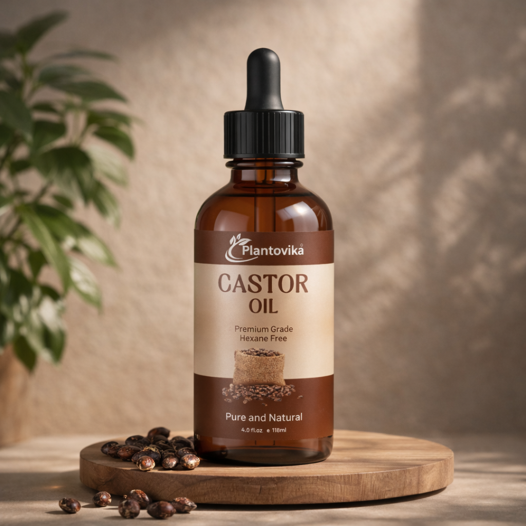 Plantovika Castor Oil for Hair, Lashes, Face, 100% Pure, Cold Pressed, Hexane Free Hair Oil. Eyelash Serum for Thicker-Looking Eyelashes & Eyebrows