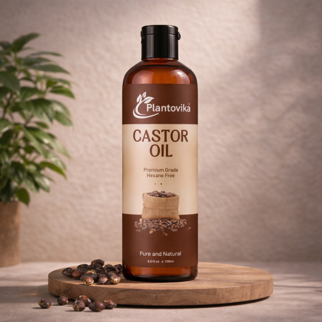 Plantovika Castor Oil for Hair, Lashes, Face, 100% Pure, Cold Pressed, Hexane Free Hair Oil. Eyelash Serum for Thicker-Looking Eyelashes & Eyebrows