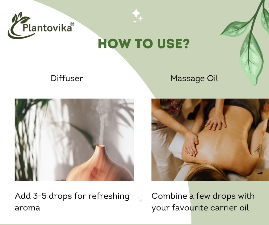 Plantovika Essential Oil | 100% Pure and Natural | Premium Grade Essential Oil for Aromatic Use, Skin, Diffuser, Massage, Candle and Soap Making, DIY Fragrance