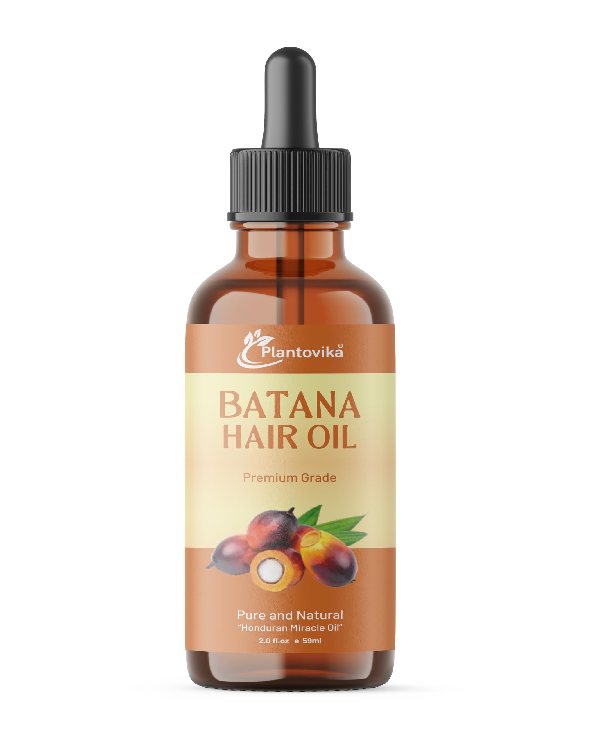 Plantovika Pure Honduran Batana Oil, Cold-Pressed Organic Hair Growth and Skin Care Treatment, Natural Unrefined Moisturizer for All Hair Types, Rich in Vitamin E and Antioxidants