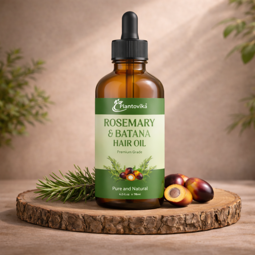 Plantovika Rosemary & Batana Hair Growth Oil 4oz – Scalp & Hair Strengthening Treatment – Supports Growth, Reduces Thinning, Hydrates Dry Scalp, and Repairs Split Ends – Natural Nourishing Formula